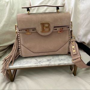 Balmain Bbuzz23 Suede Fringe Satchel Shoulder Bag. Brand new with tags! Calfskin